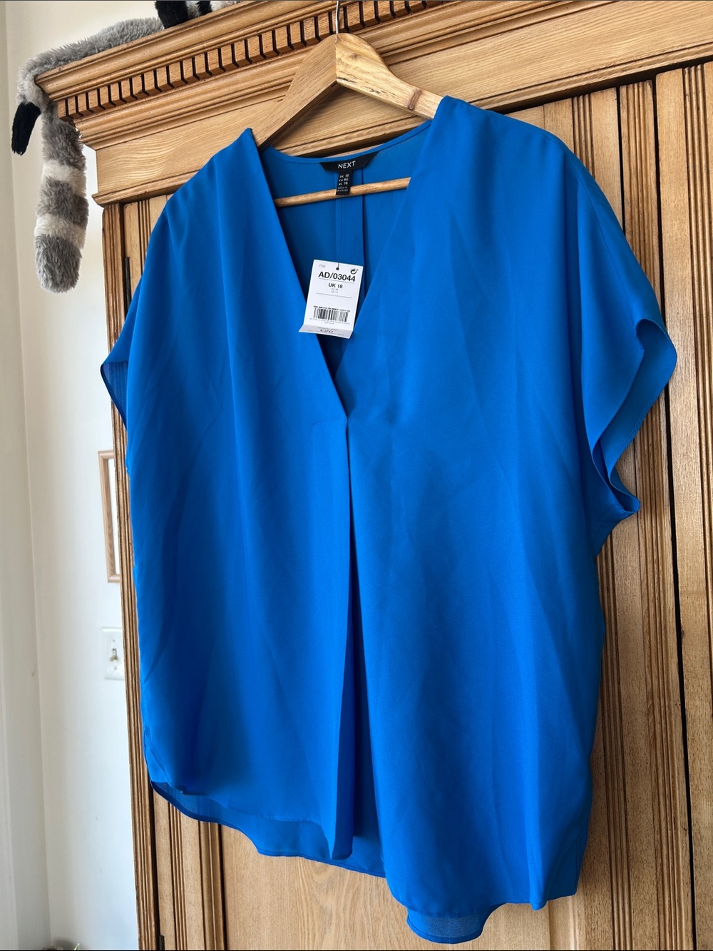 NWT - Next  Electric Blue V-Neck Short Sleeve Blouse